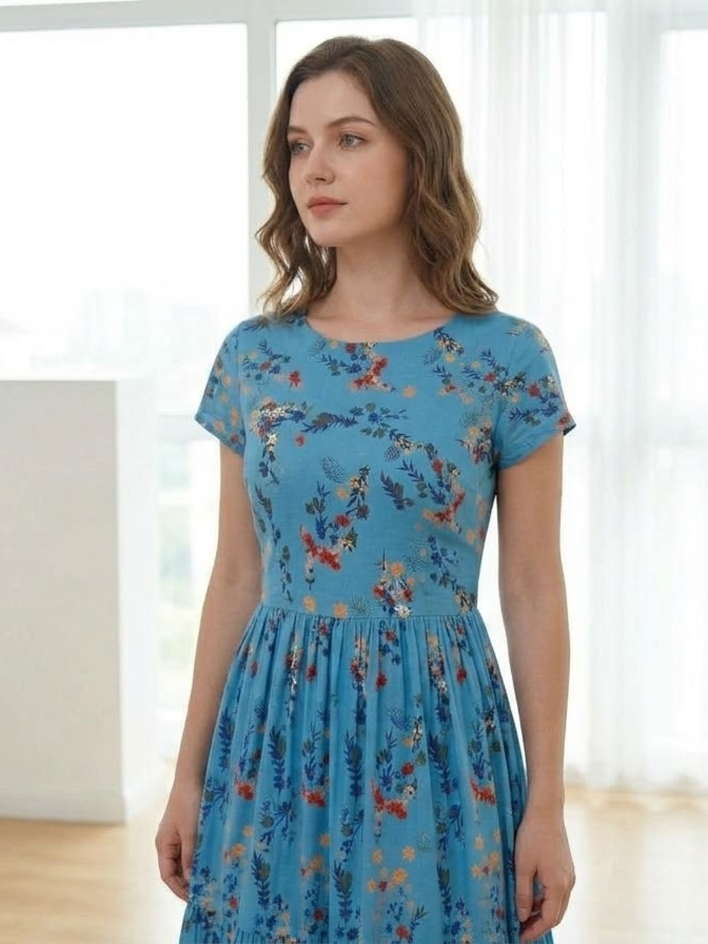 SHEIN Sky Blue Floral Maxi Dress